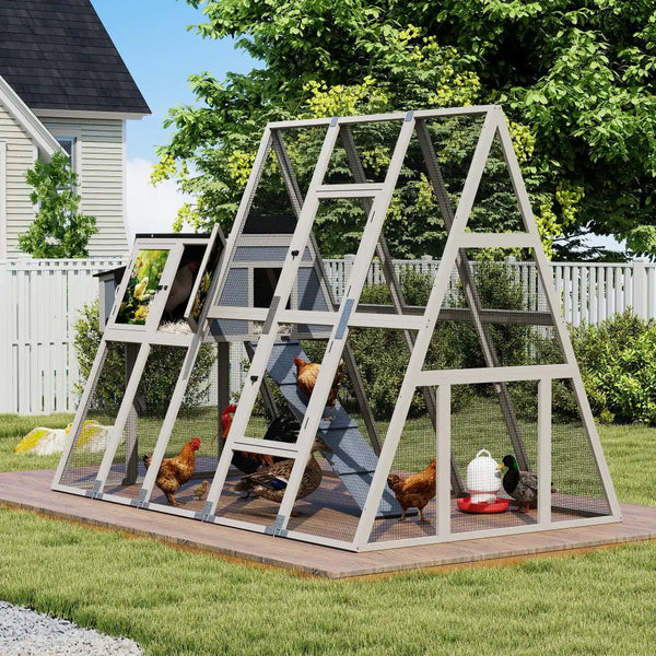 Coziwow 114.2"L Large Triangular Wooden Chicken Coop