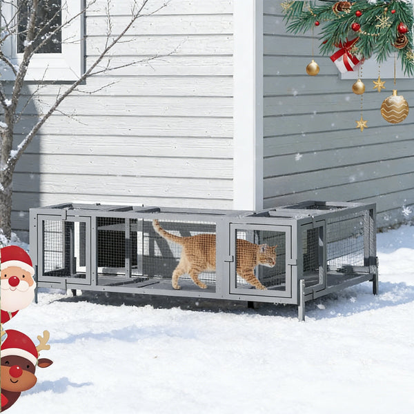 Coziwow 92''L Extendable Outdoor Wooden Cat Tunnel