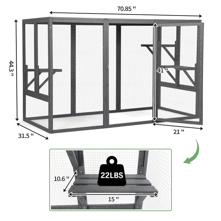 71 inch outdoor cat enclosure details