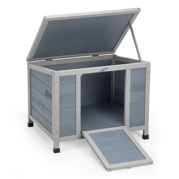 Coziwow 24″L Small Wooden Rabbit House Plain Gray-CW12A0648