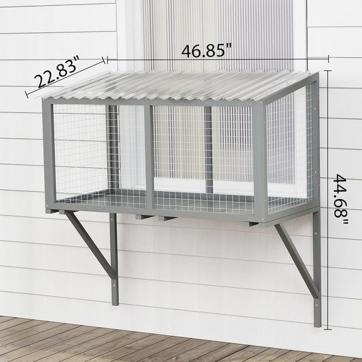 Coziwow 47″L Wooden Outdoor Cat Window Perch-CW12A0684 Dimensions