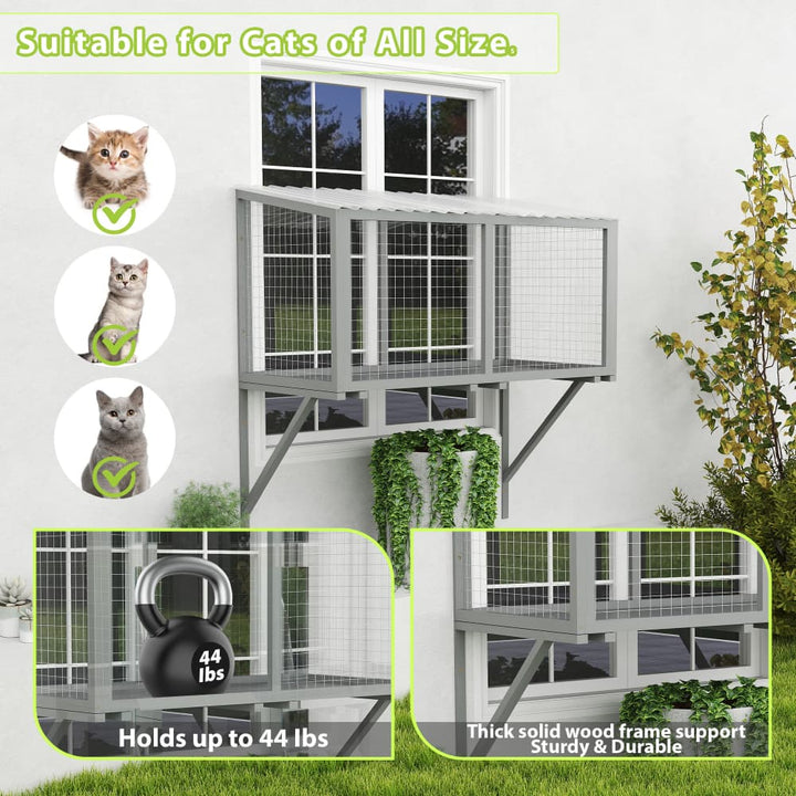 Coziwow 47″L Wooden Outdoor Cat Window Perch-CW12A0684