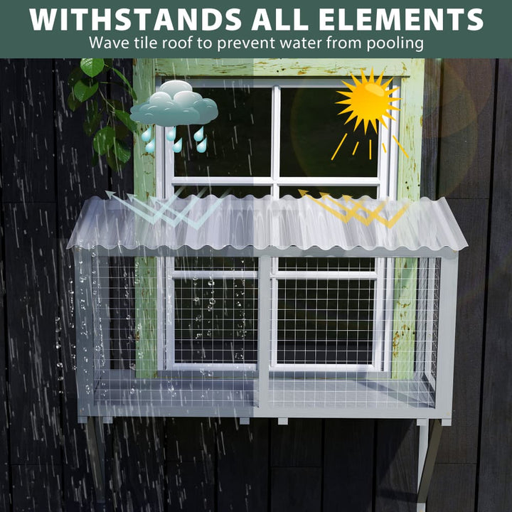 Coziwow 47″L Wooden Outdoor Cat Window Perch-CW12A0684