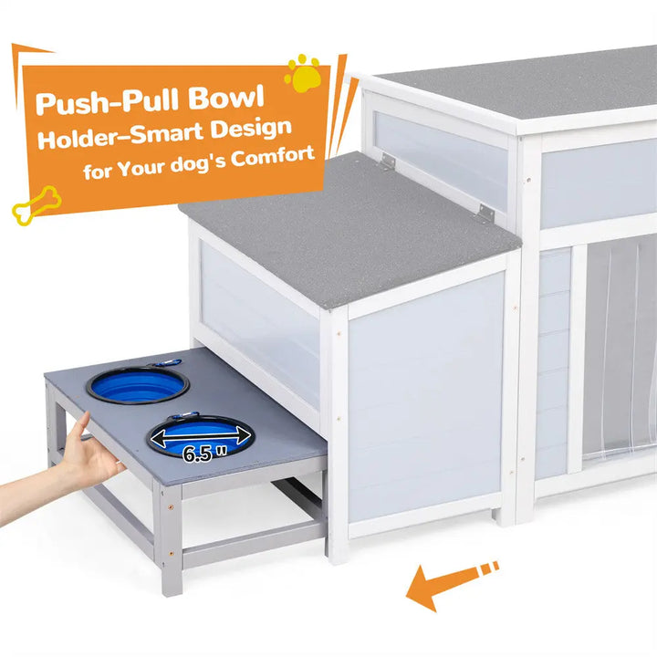 Coziwow 59''L Insulated Dog House with Feeding Bowl Coziwow