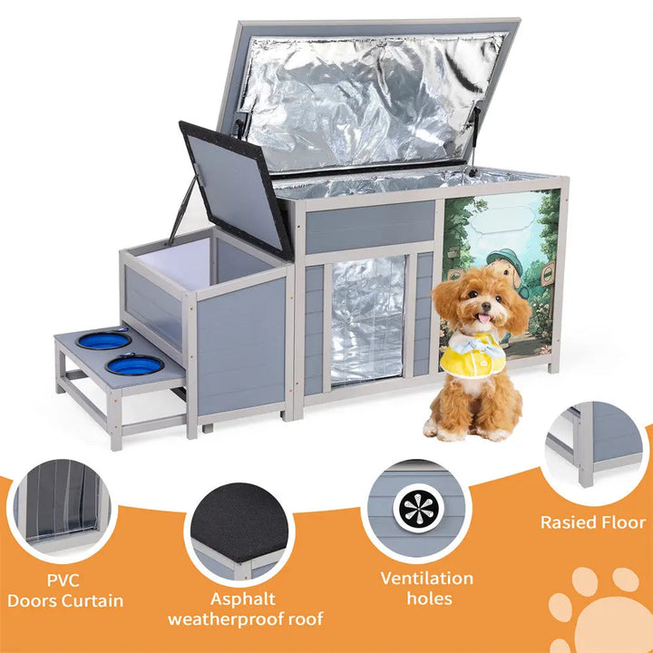 Coziwow 59''L Insulated Dog House with Feeding Bowl Coziwow