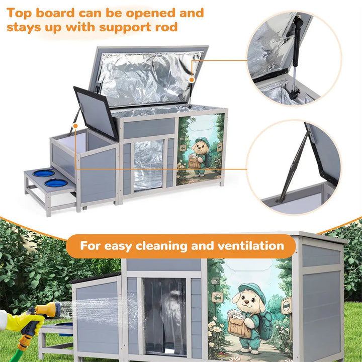 Coziwow 59''L Insulated Dog House with Feeding Bowl Coziwow
