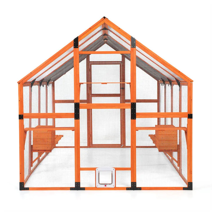 Coziwow 108.48"L Extra-Large Outdoor Wooden Cat Enclosure Coziwow