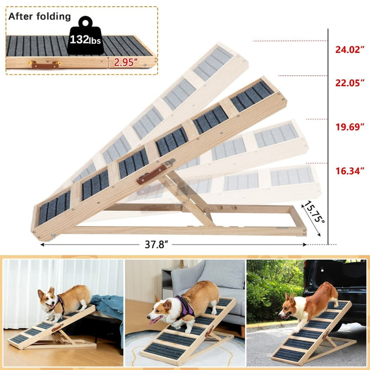 Coziwow 39″L Portable Wooden Dog Ramp-CW12B0523 Dimensions