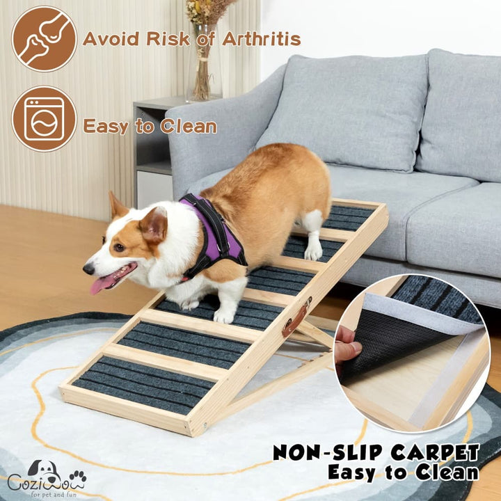 Coziwow 39″L Portable Wooden Dog Ramp-CW12B0523 Features