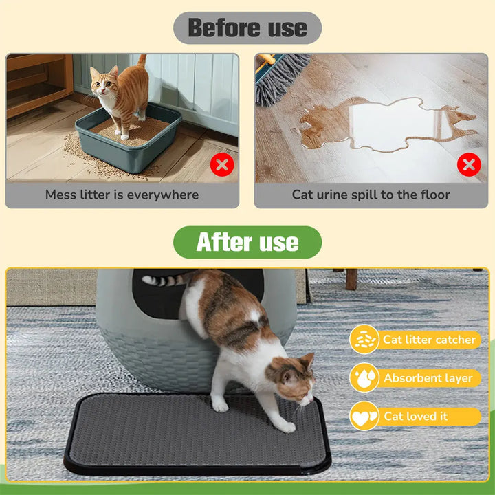 Coziwow 24.2"L x 15.6"W 2-Layer Waterproof Cat Litter Mat