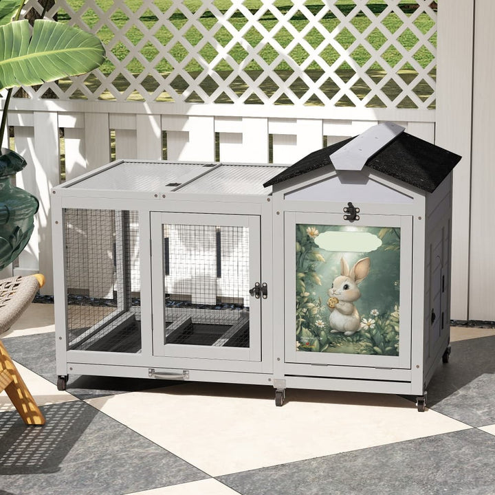 Coziwow 39"L Wooden Rabbit House Patterned-CW12B0739