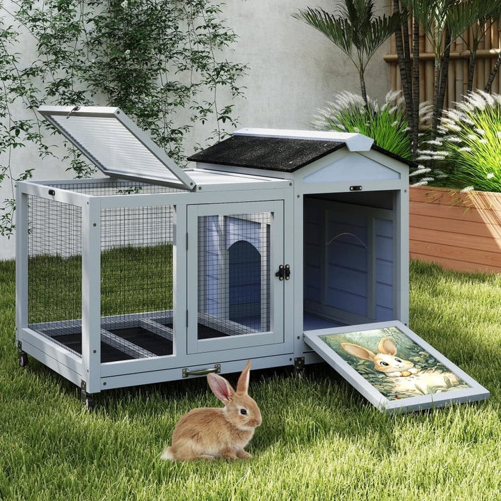 Coziwow 39"L Wooden Rabbit House Patterned-CW12B0739