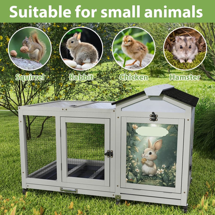 Coziwow 39"L Wooden Rabbit House Patterned-CW12B0739