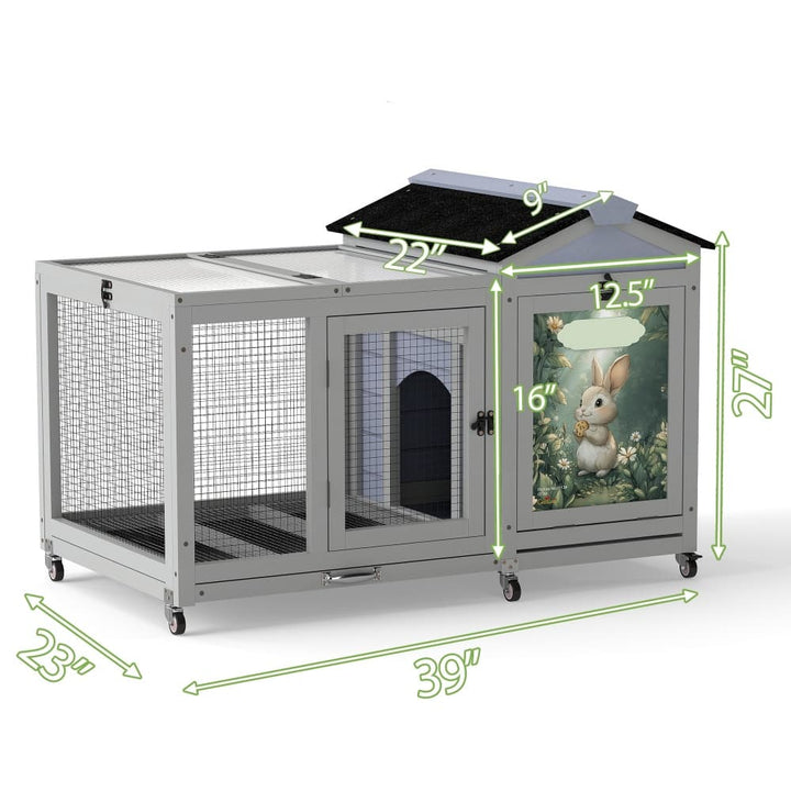 Coziwow 39"L Wooden Rabbit House Patterned-CW12B0739