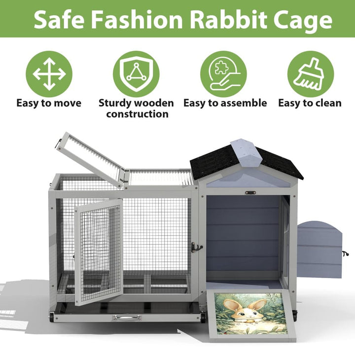 Coziwow 39"L Wooden Rabbit House Patterned-CW12B0739