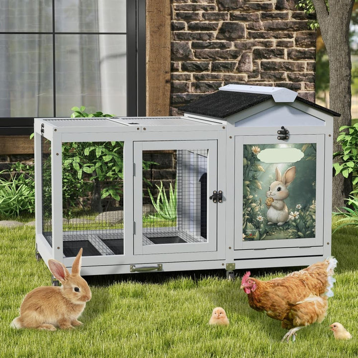 Coziwow 39"L Wooden Rabbit House Patterned-CW12B0739