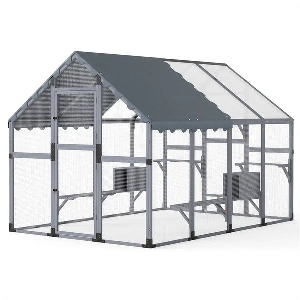 Coziwow 108.48"L Extra-Large Outdoor Wooden Cat Enclosure Coziwow