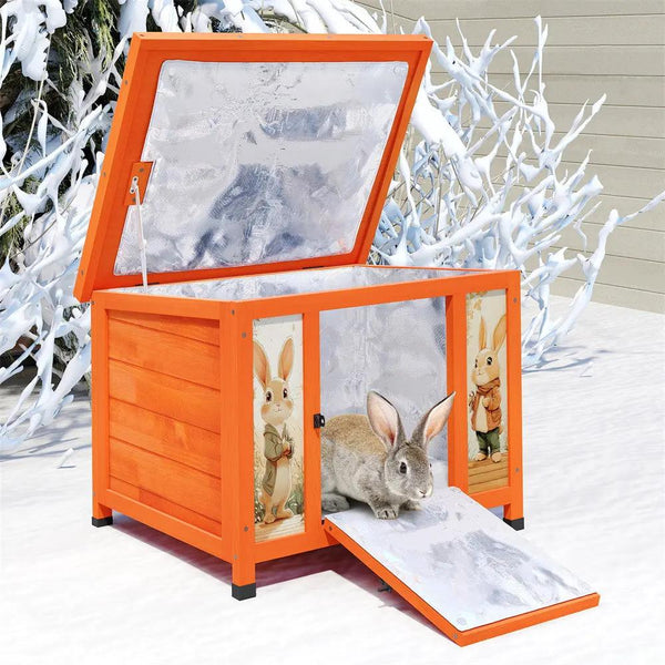 Coziwow 24"L Insulated Small Outdoor Wooden Rabbit Hutch