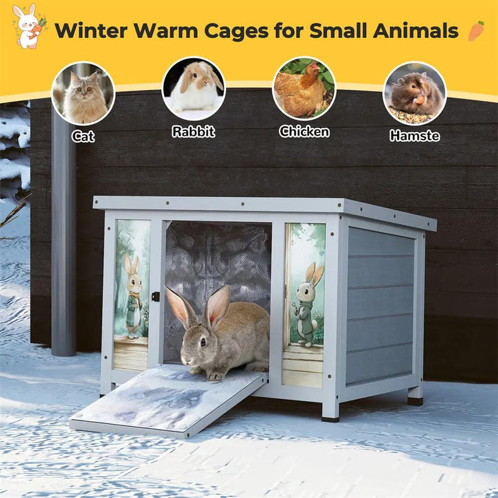 Coziwow 24"L Insulated Small Outdoor Wooden Rabbit Hutch