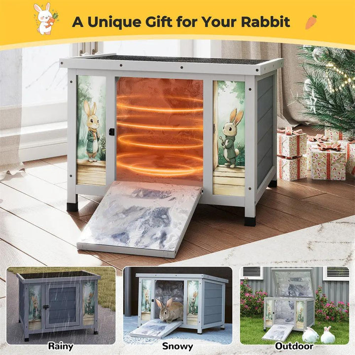 Coziwow 24"L Insulated Small Outdoor Wooden Rabbit Hutch