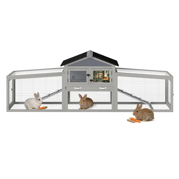 Coziwow 90"L 2-Tier Outdoor Wooden Rabbit Hutch Coziwow