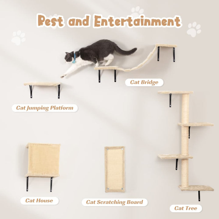 Coziwow 5 Pcs Wall-Mounted Cat Climber Set-CW12E0506
