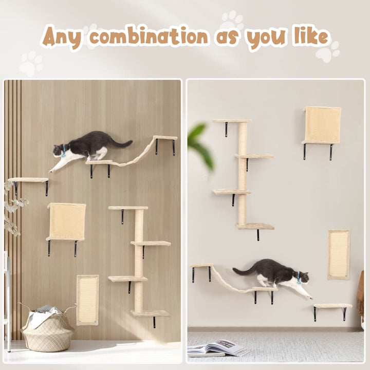 Coziwow 5 Pcs Wall-Mounted Cat Climber Set-CW12E0506