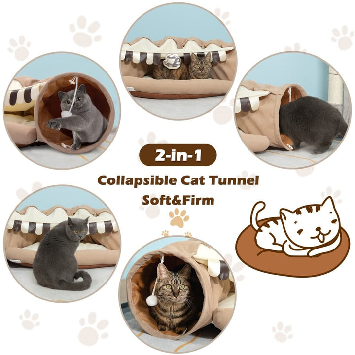 Coziwow Collapsible Cat Tunnel Bed Brown-CW12E0542