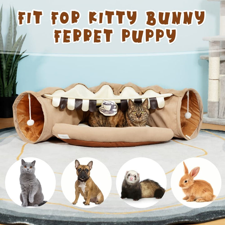 Coziwow Collapsible Cat Tunnel Bed Brown-CW12E0542