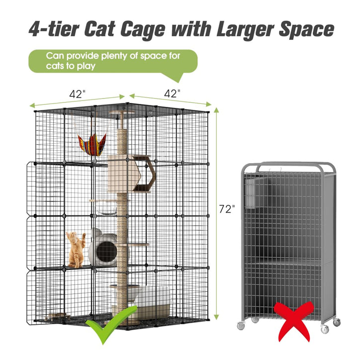 Coziwow 42″L Iron Mesh DIY Cat Enclosure-CW12F0507