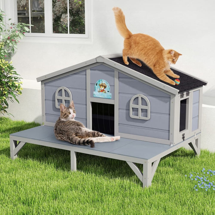 Coziwow 39‘’L Elevated Outdoor Cat House Insulated-CW12F0705