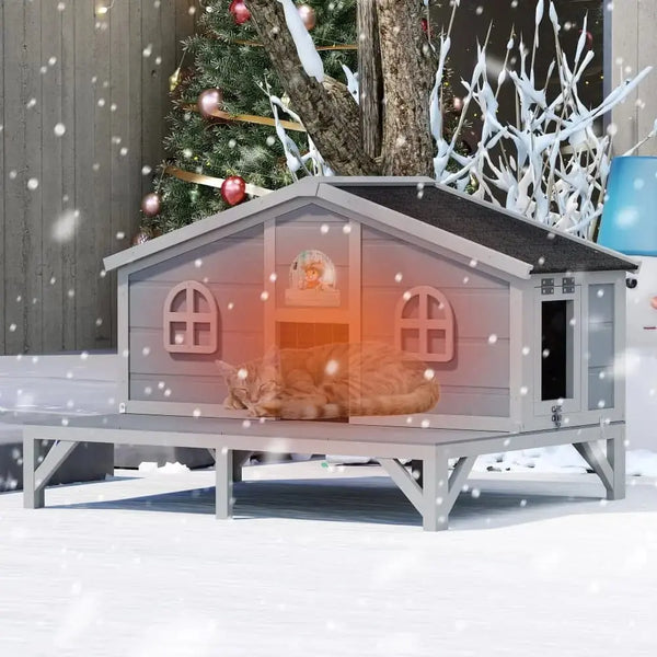 Coziwow Outdoor Cat Houses Coziwow 39''L Elevated Outdoor Cat House