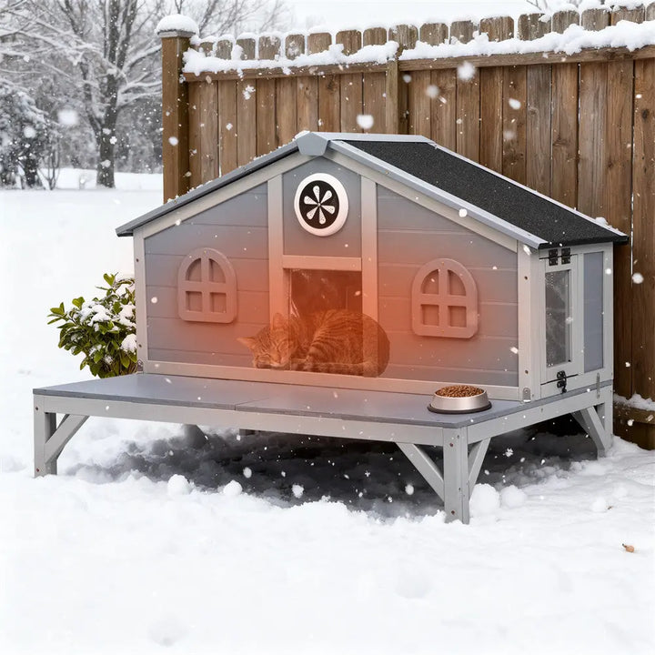 Coziwow 39" L Insulated Wooden Cat House