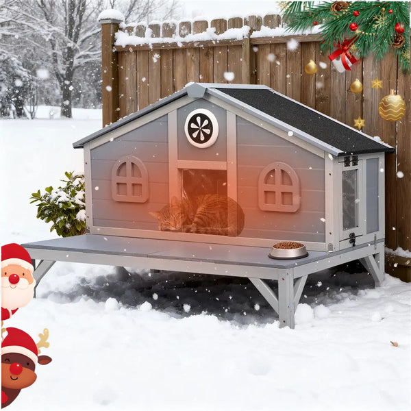 Coziwow 39" L Insulated Wooden Cat House