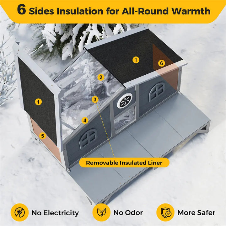 Coziwow 39" L Insulated Wooden Cat House