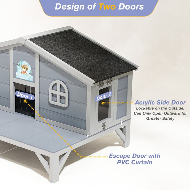 Coziwow 39‘’L Elevated Outdoor Cat House Insulated-CW12F0705