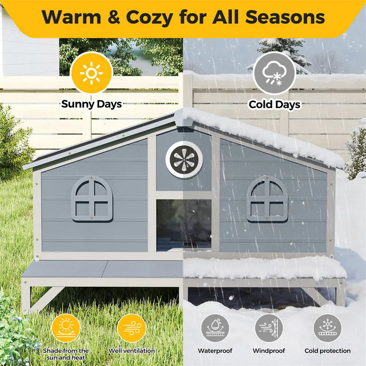 Coziwow 39" L Insulated Wooden Cat House