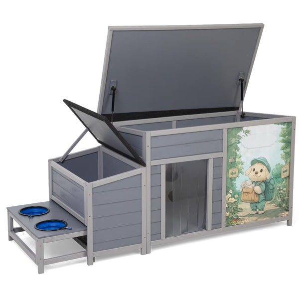 Coziwow 59''L Warm Dog House with Feeding Bowl Basic Patterned-CW12F0741