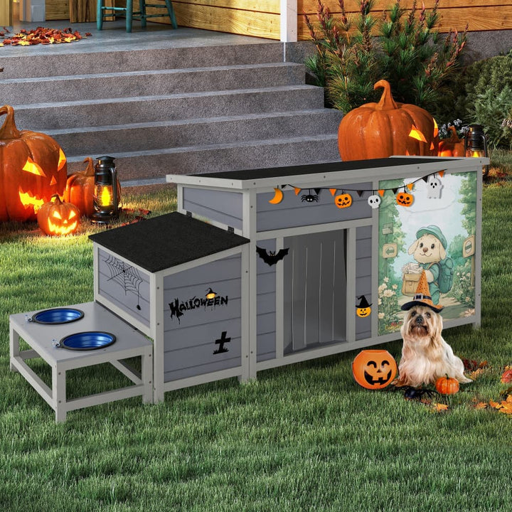 Coziwow 59''L Warm Dog House with Feeding Bowl Basic Patterned-CW12F0741
