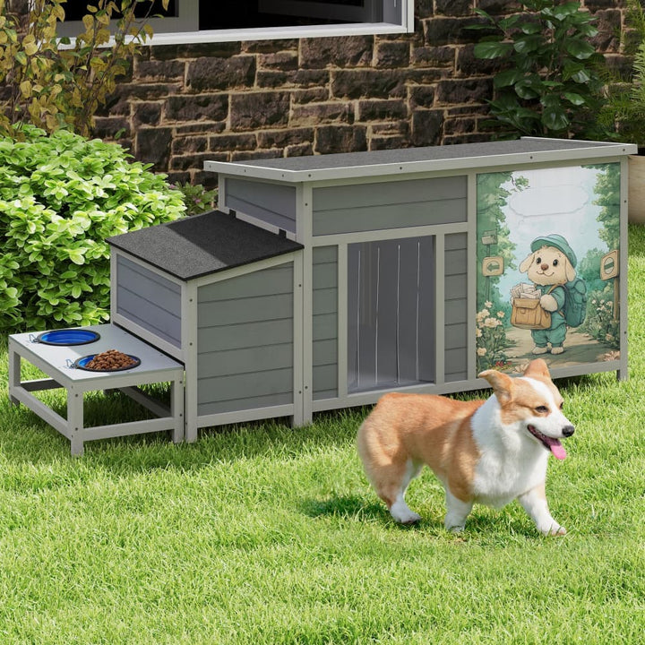 Coziwow 59''L Warm Dog House with Feeding Bowl Basic Patterned-CW12F0741
