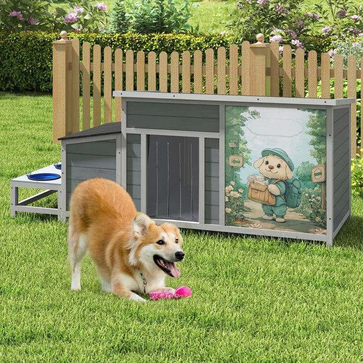 Coziwow 59''L Warm Dog House with Feeding Bowl Basic Patterned-CW12F0741