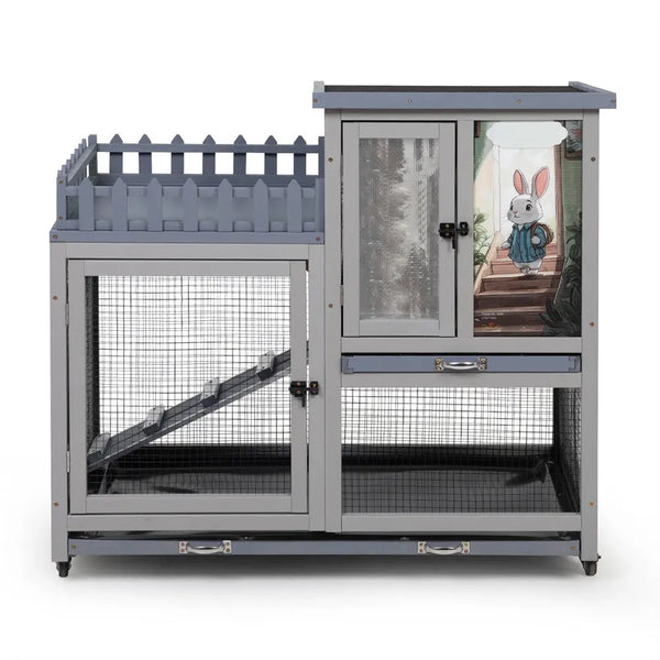 Coziwow 38"L Insulated 3-Tier Wheeled Rabbit House Coziwow