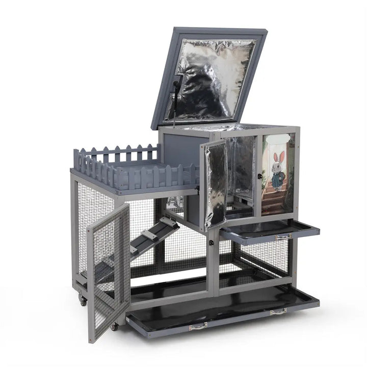 Coziwow 38"L Insulated 3-Tier Wheeled Rabbit House Coziwow
