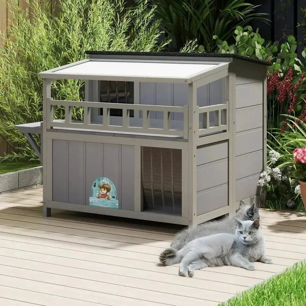 Coziwow 36''L Cat House with Balcony - Perfect for Your Pet – coziwow