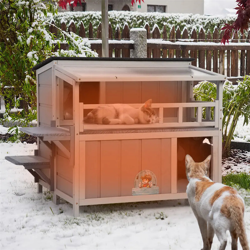 Coziwow 36"L Insulated Wooden Platform Cat House