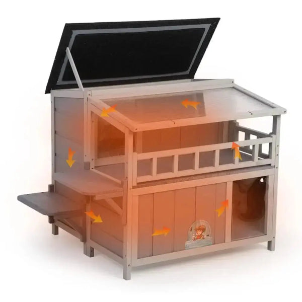 Coziwow 36''L Cat House with Balcony - Perfect for Your Pet – coziwow