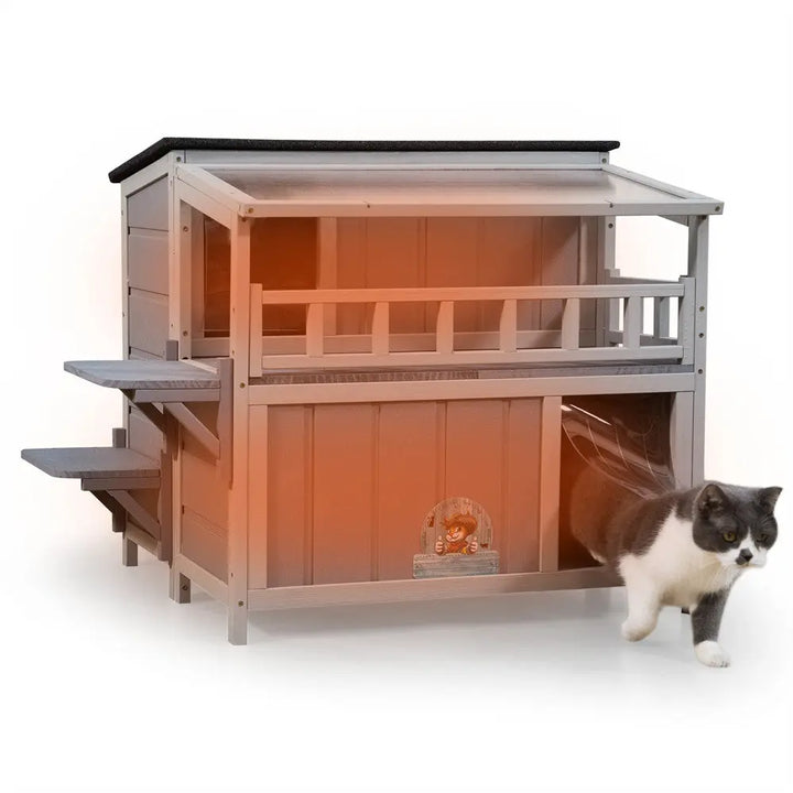 Coziwow 36"L Insulated Wooden Platform Cat House