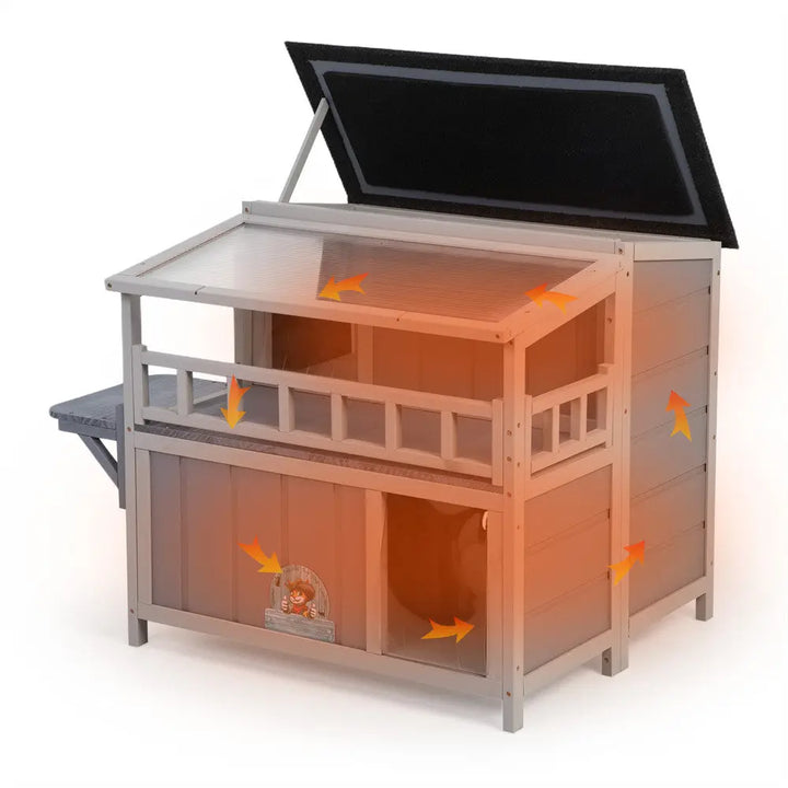 Coziwow 36"L Insulated Wooden Platform Cat House