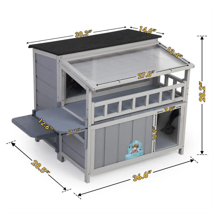 Coziwow 36"L Insulated Wooden Platform Cat House