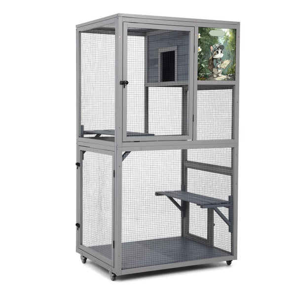 Coziwow 66''H Cat Enclosure on Wheel-CW12G0724